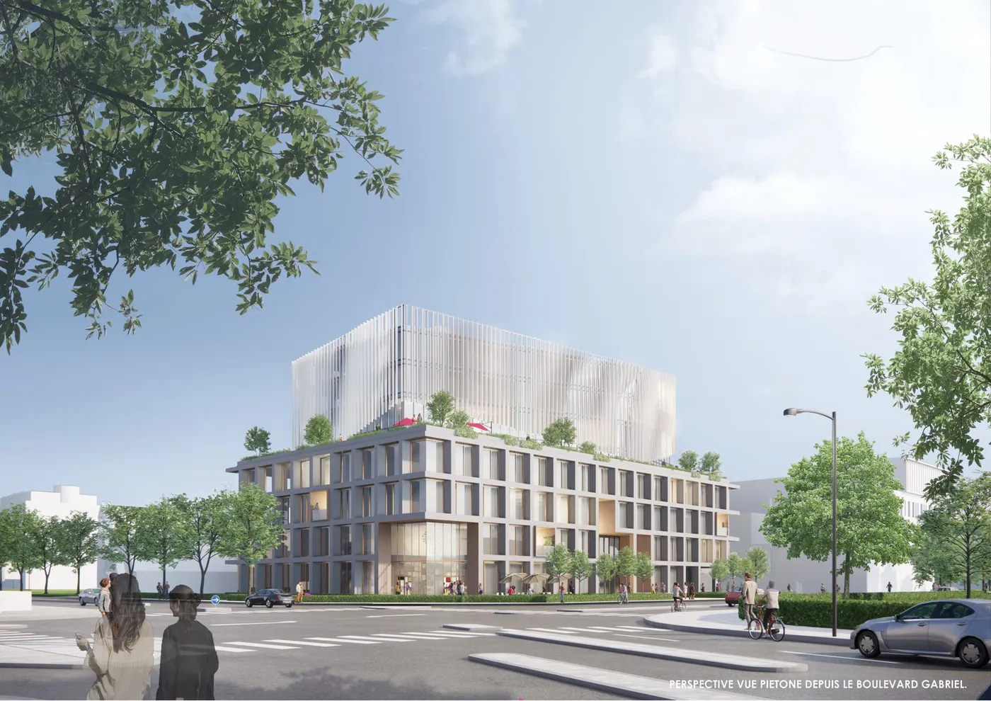Perspective de HealthTech Station V2, bâtiment de campus hybride